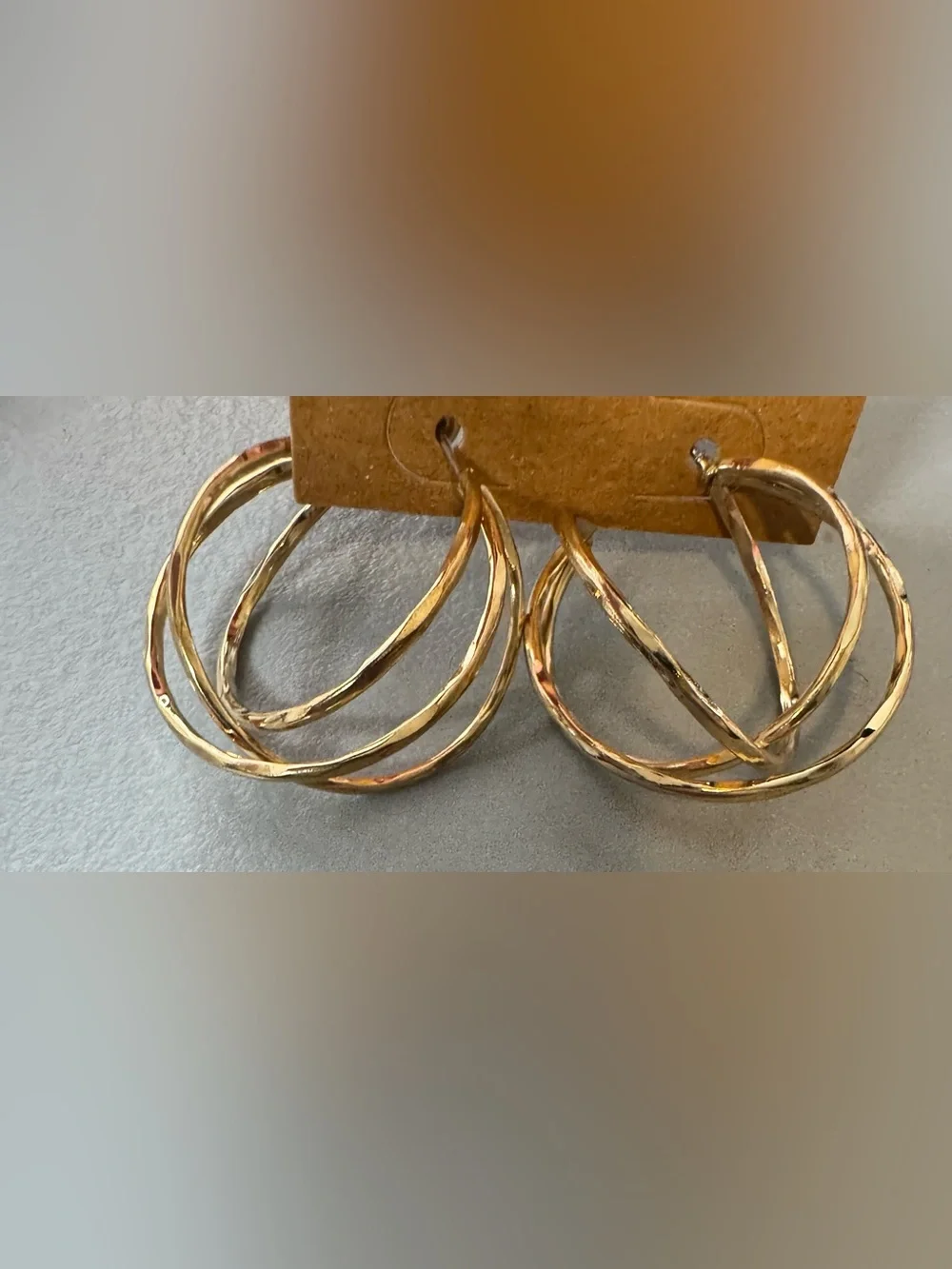 Triple Gold Hoop Dangle Earrings – Twisted Finish